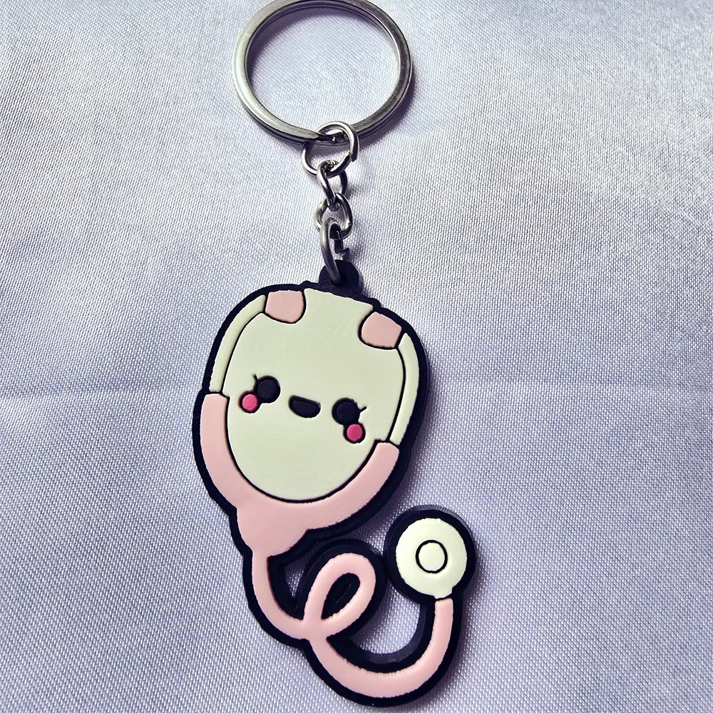 Cute Surgical Nurse and Stethoscope Keychain Pair -‎ Mint & Pink